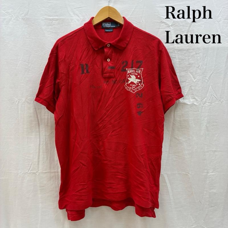 ポロバイラルフローレン Polo by RALPH LAUREN ポロシャツ 半袖 ステンシル ロゴ ナバリング クラック プリント ポロシャツ L メンズ USED 古着 中古 50161202