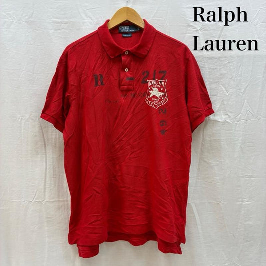 ポロバイラルフローレン Polo by RALPH LAUREN ポロシャツ 半袖 ステンシル ロゴ ナバリング クラック プリント ポロシャツ L メンズ USED 古着 中古 50161202