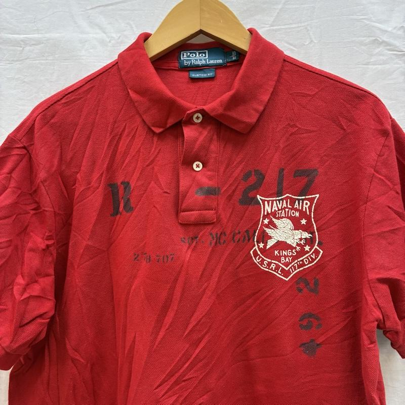 ポロバイラルフローレン Polo by RALPH LAUREN ポロシャツ 半袖 ステンシル ロゴ ナバリング クラック プリント ポロシャツ L メンズ USED 古着 中古 50161202