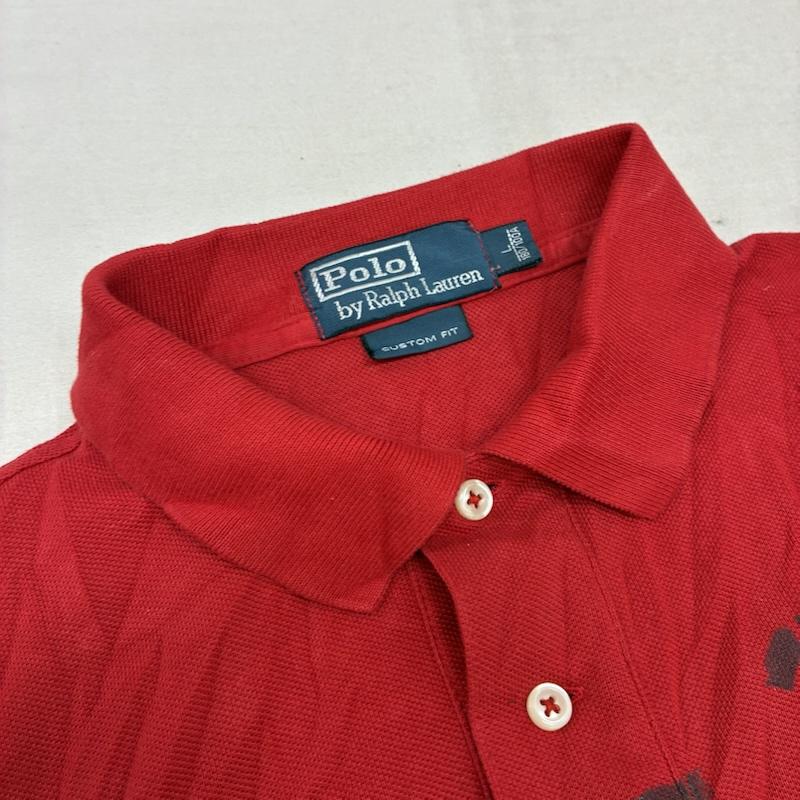 ポロバイラルフローレン Polo by RALPH LAUREN ポロシャツ 半袖 ステンシル ロゴ ナバリング クラック プリント ポロシャツ L メンズ USED 古着 中古 50161202