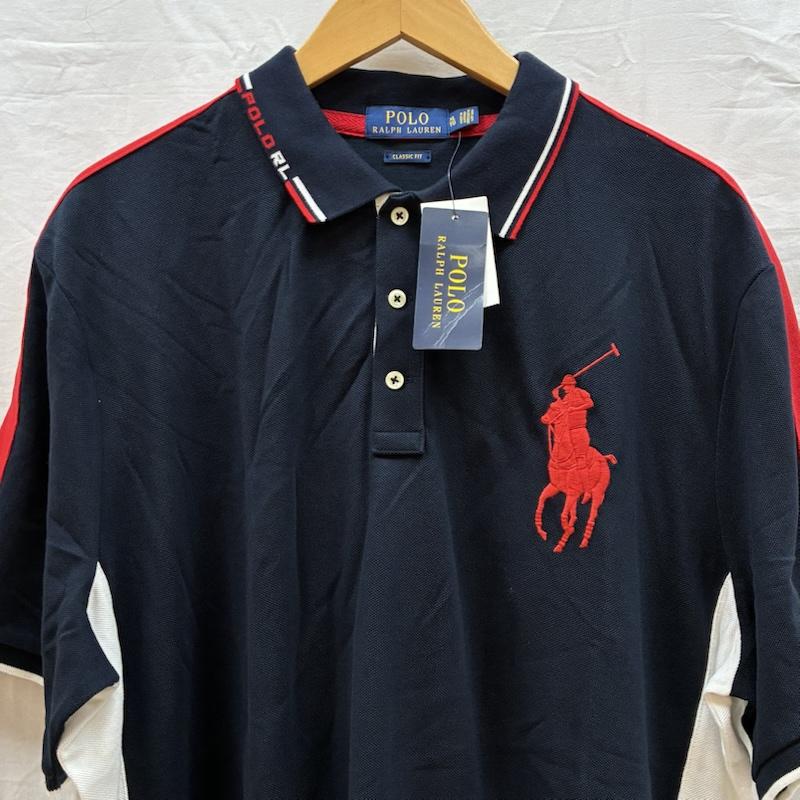 ポロラルフローレン POLO RALPH LAUREN ポロシャツ 半袖 ビッグポニー 刺繍 サイドライン 襟ロゴ ポロシャツ XL メンズ USED 古着 中古 50161203