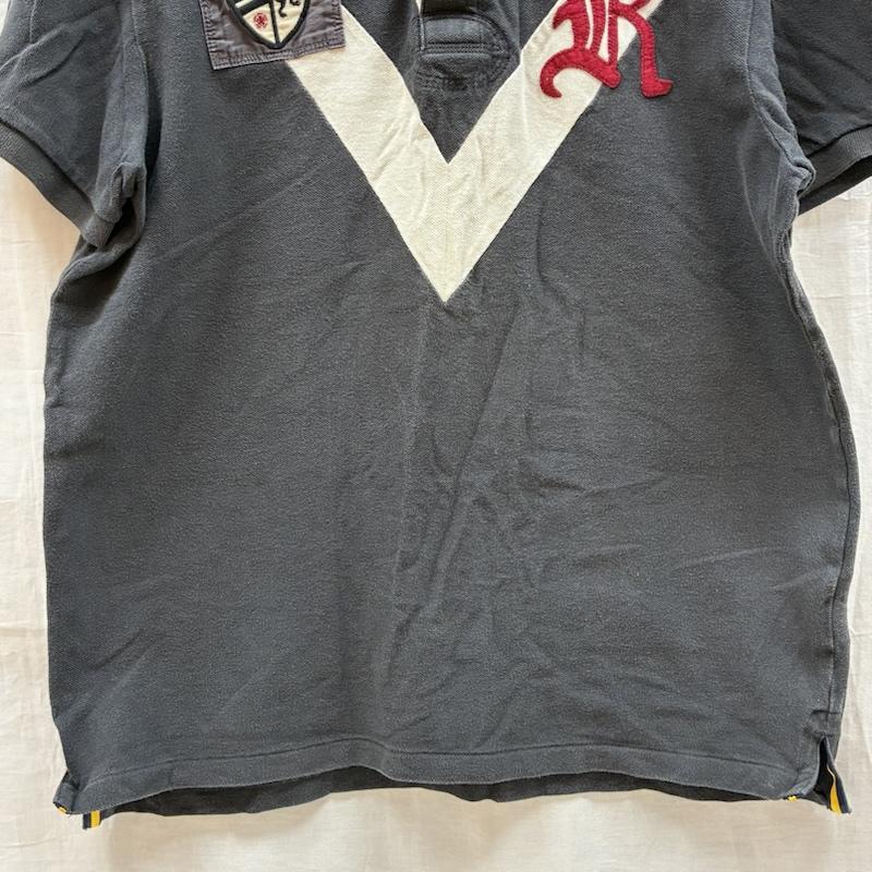 ラルフローレン RALPHLAUREN ポロシャツ 半袖 RUGBY エンブロイダリー ロゴ オールドイングリッシュ フェルト ワッペン ポロシャツ L メンズ USED 古着 中古 50161231