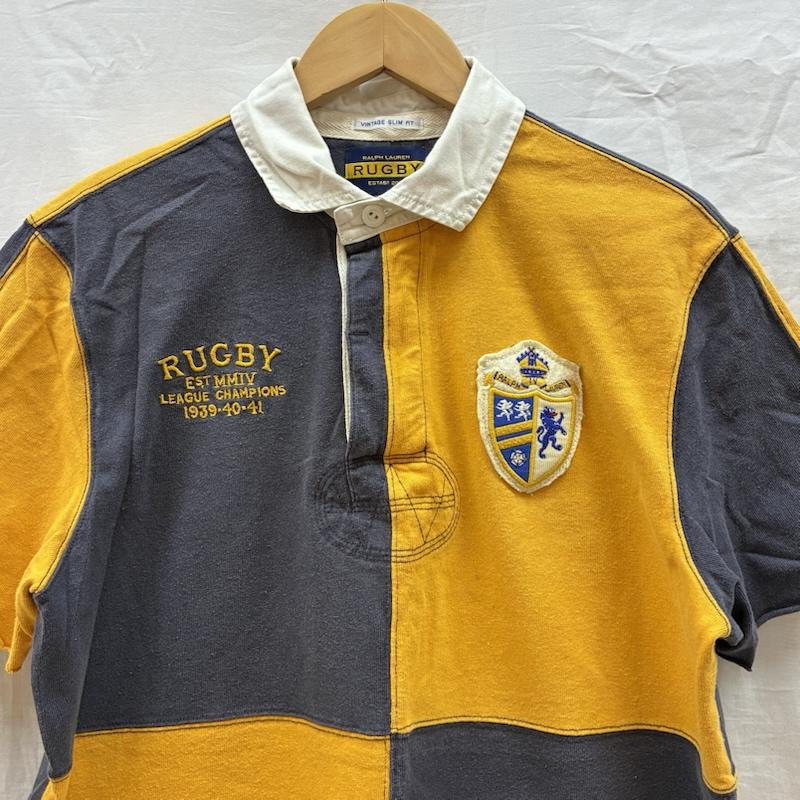 ラルフローレン RALPHLAUREN ポロシャツ 半袖 パネル 切替 エンブロイダリー ロゴ 刺繍 ナンバリング ゼッケン カットオフ ポロシャツ M メンズ USED 古着 中古 50161232