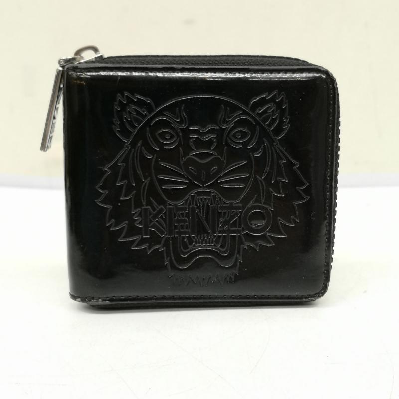 ケンゾー KENZO 財布 二つ折り タイガー エンボス ラウンドファスナー 二つ折り財布 ウォレット 黒 / ブラック / black メンズ USED 古着 中古 50161250