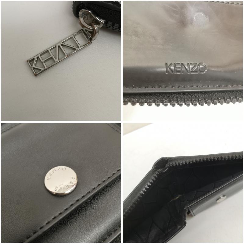 ケンゾー KENZO 財布 二つ折り タイガー エンボス ラウンドファスナー 二つ折り財布 ウォレット 黒 / ブラック / black メンズ USED 古着 中古 50161250