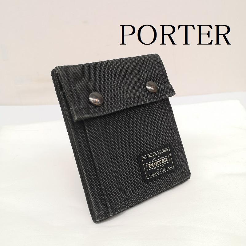 ポーター PORTER 財布 二つ折り コーデュラダック 生地 SMOKY スモーキー 二つ折り 財布 ウォレット 灰 / グレー / gray メンズ USED 古着 中古 50161257