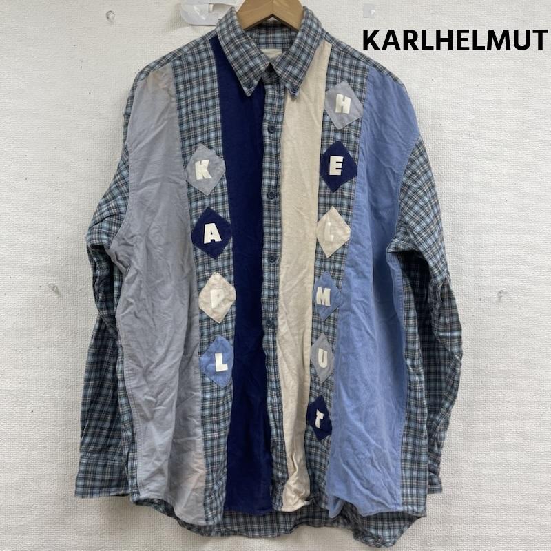 カールヘルム KARLHELMUT シャツ、ブラウス 長袖 PINK HOUSE ヴィンテージ パッチ ワーク シャツ p0396fb42 b M 水色 / ライトブルー / メンズ USED 古着 中古 50161262