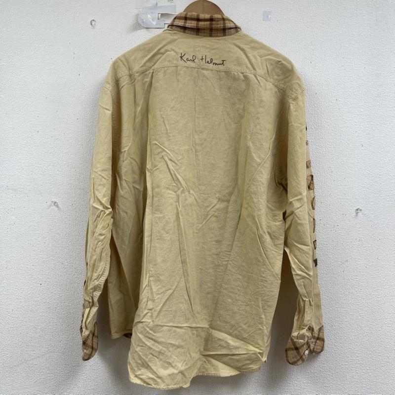カールヘルム KARLHELMUT シャツ、ブラウス 長袖 パッチワーク デザイン チェック柄 長袖シャツ M キャメル / キャメル / メンズ USED 古着 中古 50161271