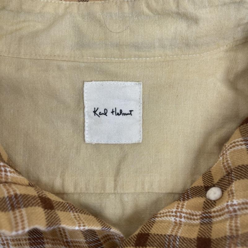 カールヘルム KARLHELMUT シャツ、ブラウス 長袖 パッチワーク デザイン チェック柄 長袖シャツ M キャメル / キャメル / メンズ USED 古着 中古 50161271