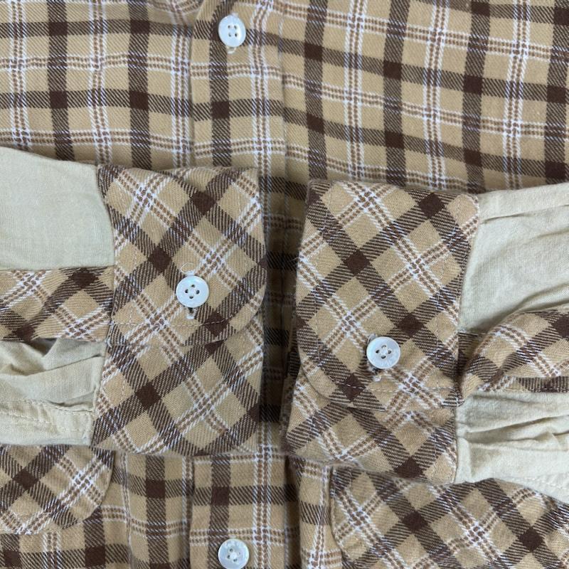 カールヘルム KARLHELMUT シャツ、ブラウス 長袖 パッチワーク デザイン チェック柄 長袖シャツ M キャメル / キャメル / メンズ USED 古着 中古 50161271