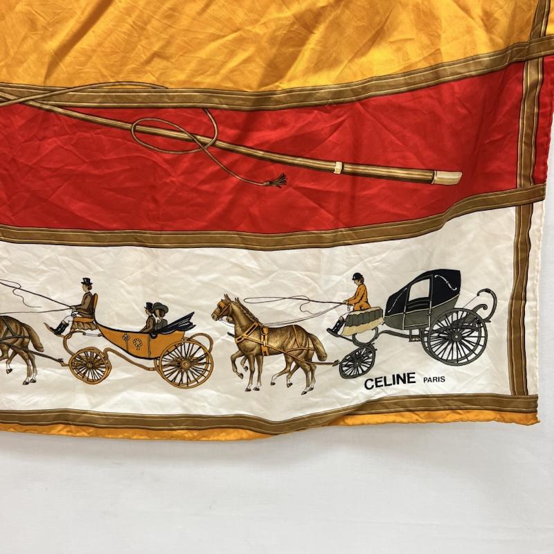 セリーヌ CELINE ファッション小物 スカーフ、ポケットチーフ 馬車柄 シルク スカーフ ヴィンテージ - 赤 / レッド / red レディース USED 古着 中古 50161282