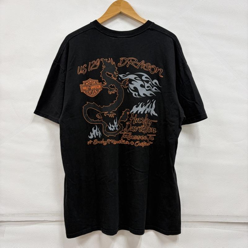 ハーレーダビッドソン Harley-Davidson Tシャツ 半袖 半袖 両面プリント ロゴ Tシャツ ファイヤー XL ロゴ、文字 X プリント 黒 / ブラック / black X 橙 / オレンジ / orange メンズ USED 古着 中古 50161312