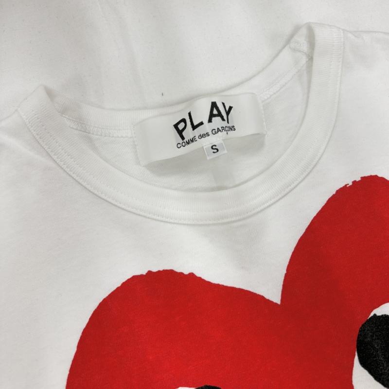 コムデギャルソン COMME des GARCONS Tシャツ 半袖 PLAY プレイ ハート 半袖 Tシャツ ロゴ プリント ワッペン パッチ S ロゴ、文字 X プリント X 刺繍 白 / ホワイト / white X 赤 / レッド / red X 青 / ブルー / blue レディース USED 古着 中古 50161316