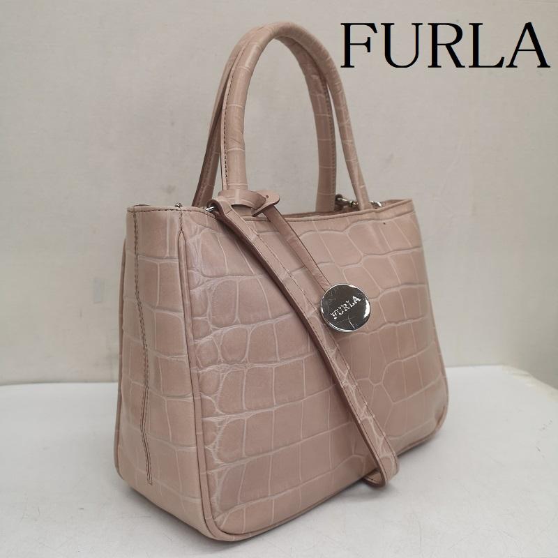 フルラ FURLA ショルダーバッグ ショルダーバッグ 2way クロコ 型押し レザー ミニ ハンド ショルダー バッグ 桃 / ピンク / pink レディース USED 古着 中古 50161321