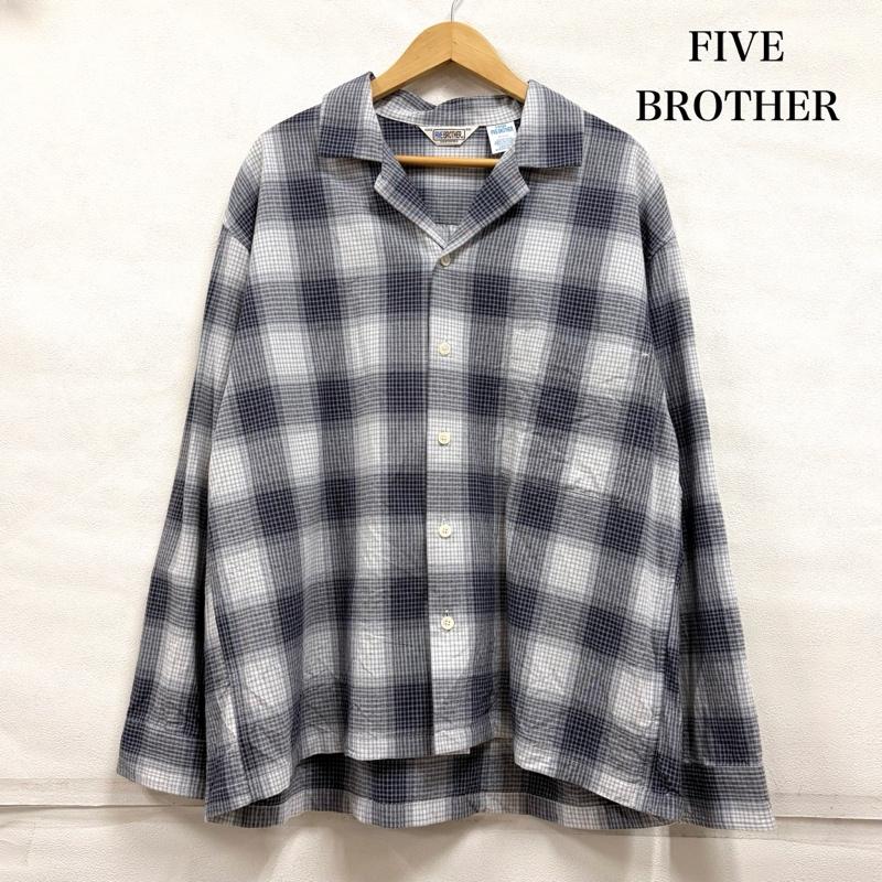 ファイブブラザー FIVE BROTHER シャツ、ブラウス 長袖 長袖 オンブレチェック オープンカラー シャツ L チェック 紺 / ネイビー / navy X 白 / ホワイト / white メンズ USED 古着 中古 50161327