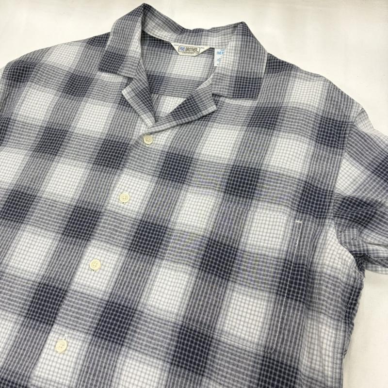ファイブブラザー FIVE BROTHER シャツ、ブラウス 長袖 長袖 オンブレチェック オープンカラー シャツ L チェック 紺 / ネイビー / navy X 白 / ホワイト / white メンズ USED 古着 中古 50161327