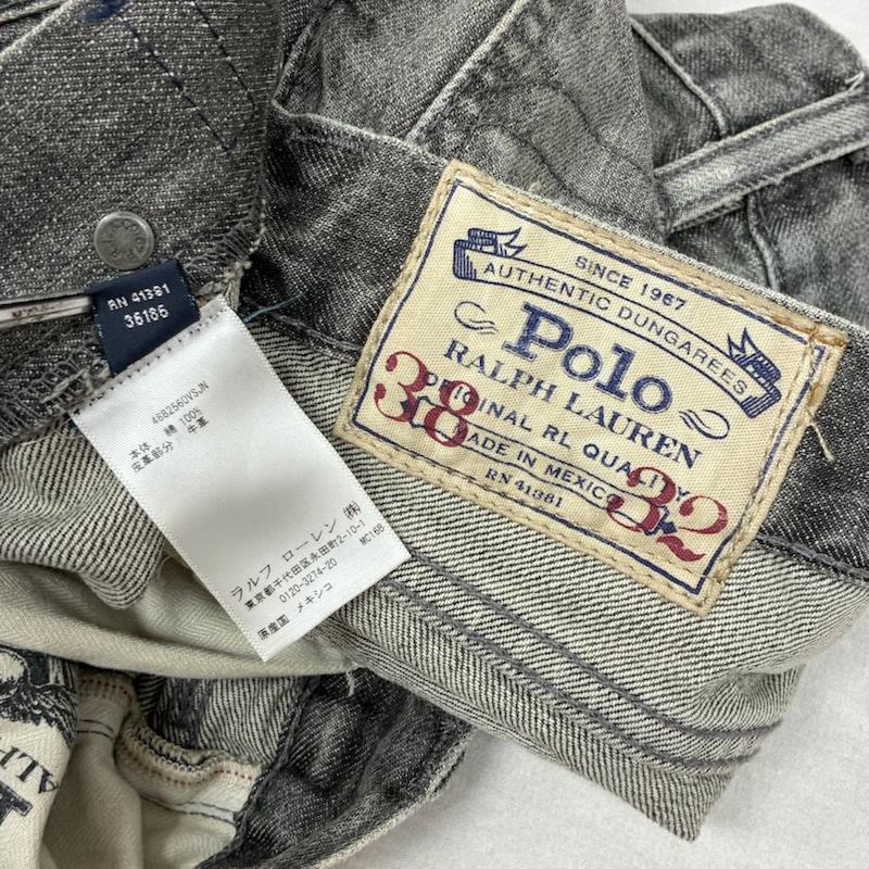 ポロラルフローレン POLO RALPH LAUREN パンツ デニム、ジーンズ ストレート ボタンフライ ダメージ ヴィンテージ加工 デニムパンツ 38インチ メンズ USED 古着 中古 50161329