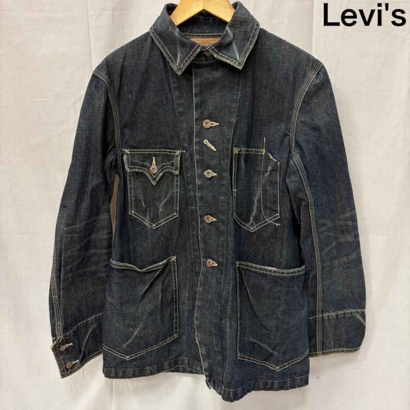 リーバイス Levi s ジャケット、上着 ジャケット、ブレザー 70823-03 デニムカバーオール M ダメージ加工 M 無地 インディゴ / インディゴ / Indigo メンズ USED 古着 中古 50161341