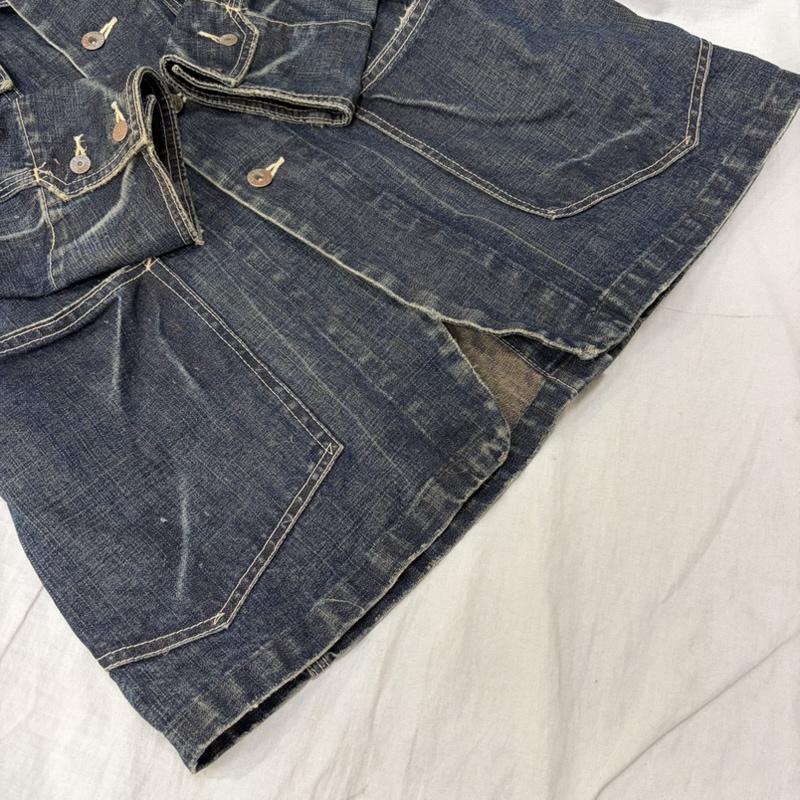 リーバイス Levi s ジャケット、上着 ジャケット、ブレザー 70823-03 デニムカバーオール M ダメージ加工 M 無地 インディゴ / インディゴ / Indigo メンズ USED 古着 中古 50161341