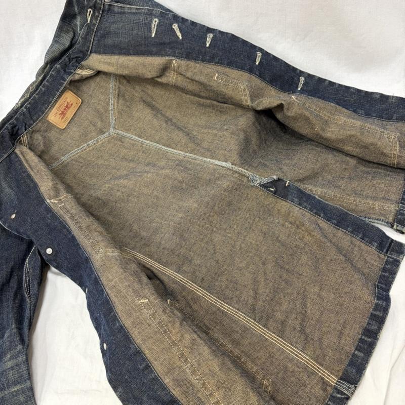 リーバイス Levi s ジャケット、上着 ジャケット、ブレザー 70823-03 デニムカバーオール M ダメージ加工 M 無地 インディゴ / インディゴ / Indigo メンズ USED 古着 中古 50161341