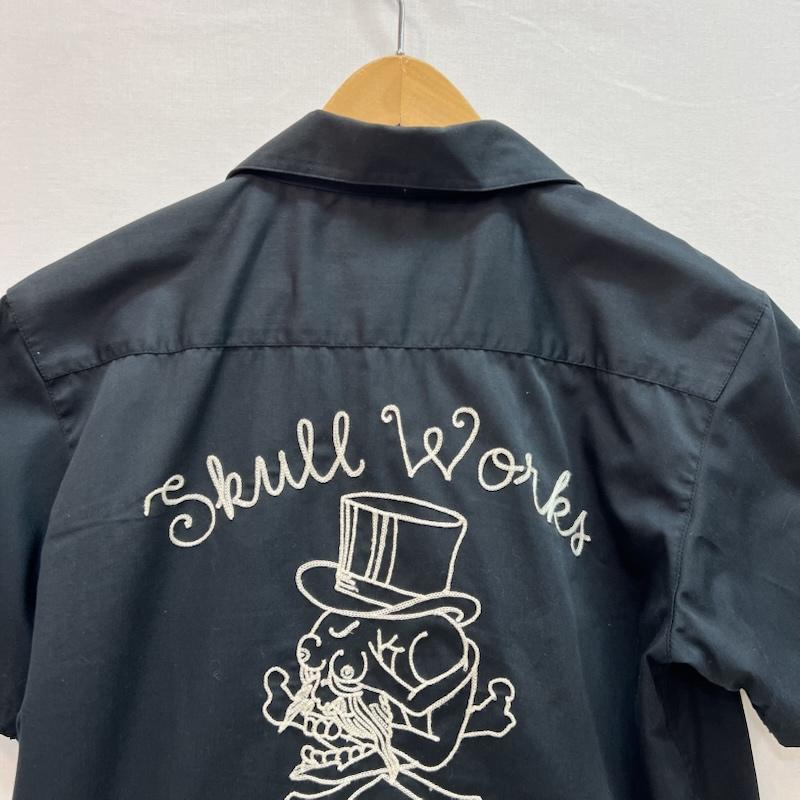 スカルワークス SKULLWORKS シャツ、ブラウス 半袖 チェーン刺繍 ワークシャツ 4 黒 / ブラック / black メンズ USED 古着 中古 50161358