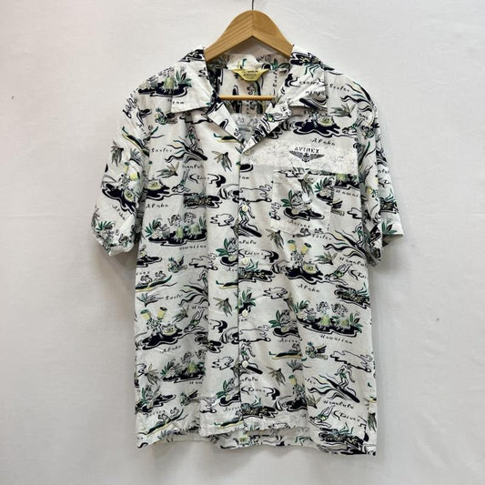 アヴィレックス AVIREX シャツ、ブラウス 半袖 USN サーフィン レーヨン アロハシャツ XL 白 / ホワイト / white メンズ USED 古着 中古 50161366