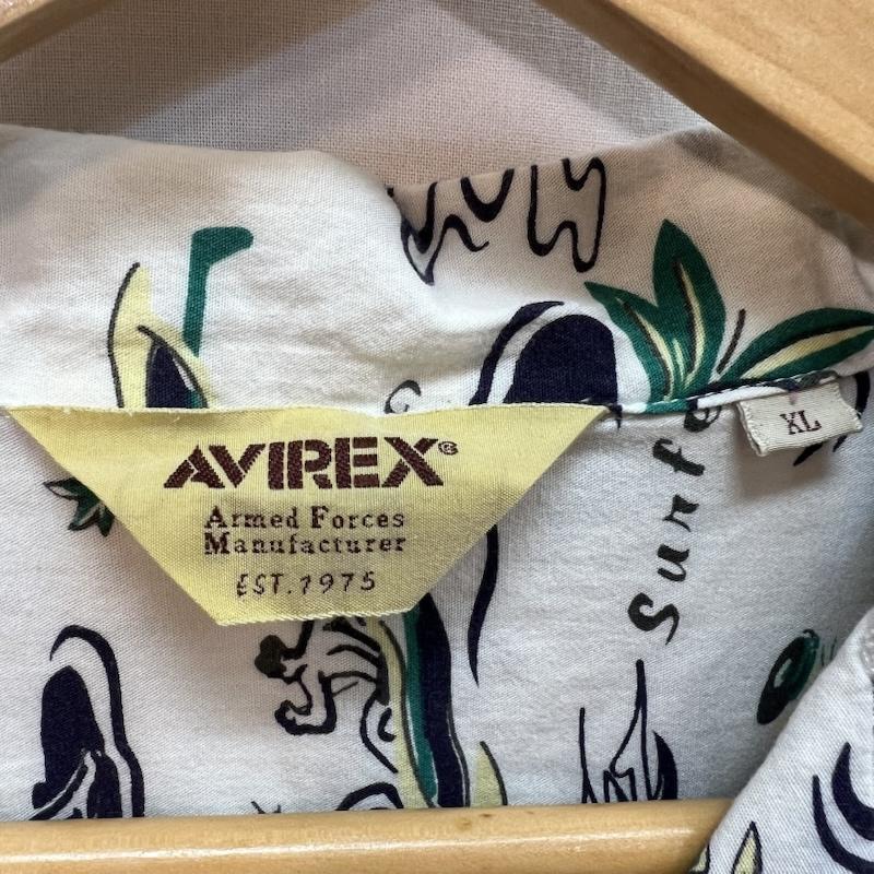アヴィレックス AVIREX シャツ、ブラウス 半袖 USN サーフィン レーヨン アロハシャツ XL 白 / ホワイト / white メンズ USED 古着 中古 50161366