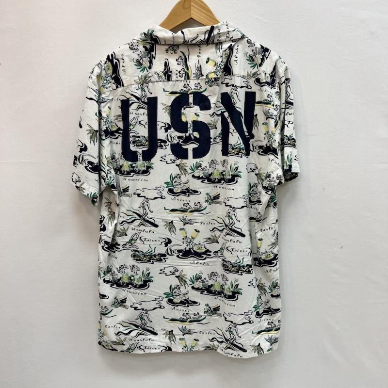 アヴィレックス AVIREX シャツ、ブラウス 半袖 USN サーフィン レーヨン アロハシャツ XL 白 / ホワイト / white メンズ USED 古着 中古 50161366