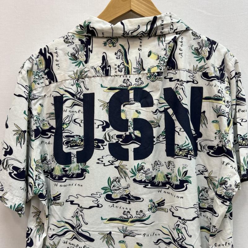 アヴィレックス AVIREX シャツ、ブラウス 半袖 USN サーフィン レーヨン アロハシャツ XL 白 / ホワイト / white メンズ USED 古着 中古 50161366