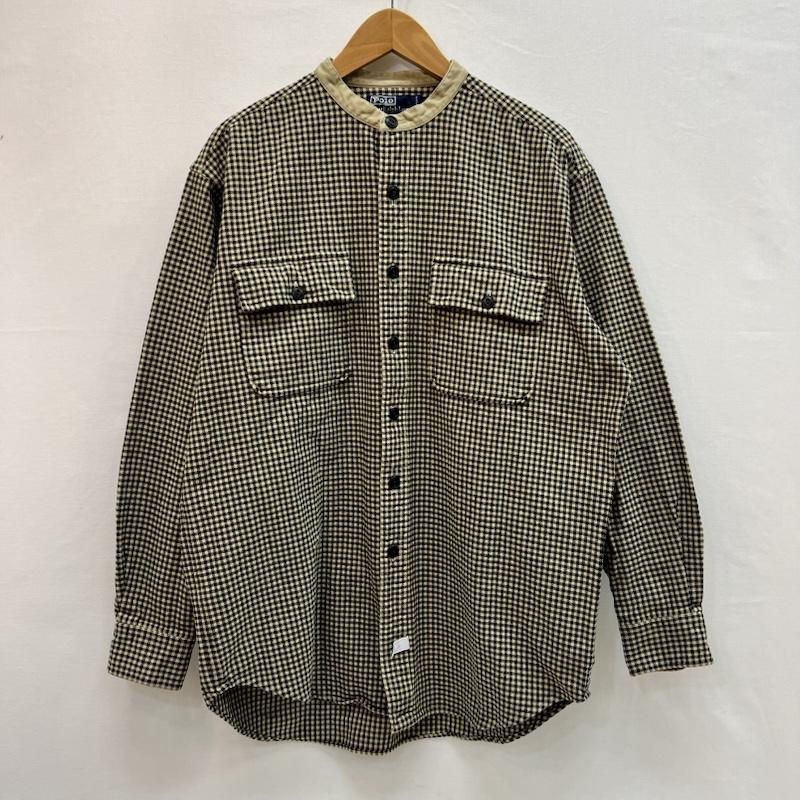 ポロバイラルフローレン Polo by RALPH LAUREN シャツ、ブラウス 長袖 90s ハウンドトゥース バンドカラー ネル ワークシャツ M メンズ USED 古着 中古 50161371