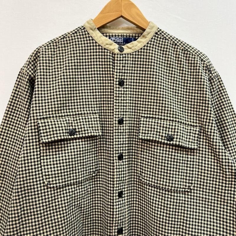 ポロバイラルフローレン Polo by RALPH LAUREN シャツ、ブラウス 長袖 90s ハウンドトゥース バンドカラー ネル ワークシャツ M メンズ USED 古着 中古 50161371