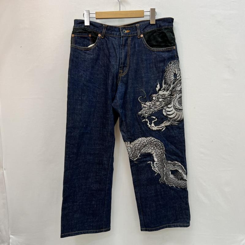 花旅楽団 花旅楽団 パンツ デニム、ジーンズ 龍 ドラゴン 和柄 刺繍 デニムパンツ 34インチ メンズ USED 古着 中古 50161380