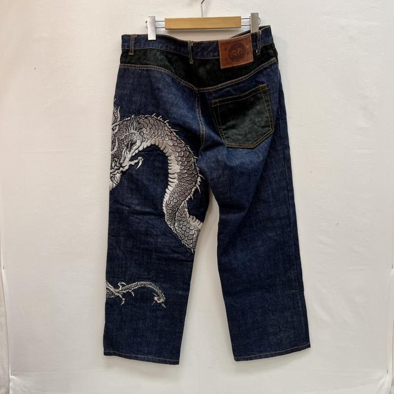 花旅楽団 花旅楽団 パンツ デニム、ジーンズ 龍 ドラゴン 和柄 刺繍 デニムパンツ 34インチ メンズ USED 古着 中古 50161380