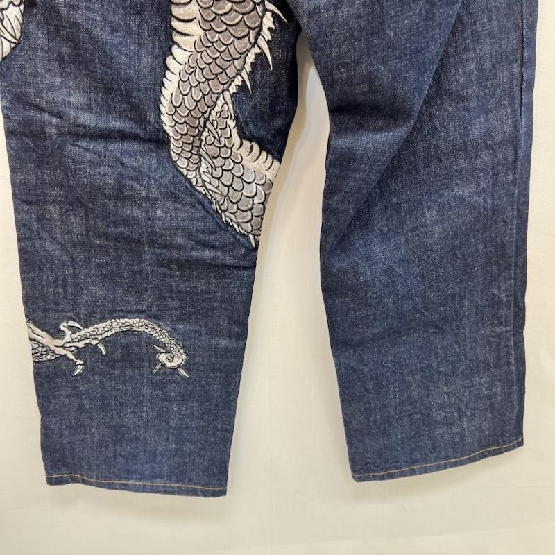 花旅楽団 花旅楽団 パンツ デニム、ジーンズ 龍 ドラゴン 和柄 刺繍 デニムパンツ 34インチ メンズ USED 古着 中古 50161380