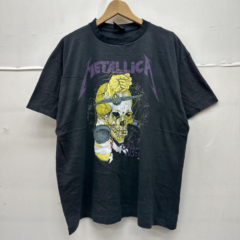 古着 USED Tシャツ 半袖 80s USA製 METALLICA Damaged Justice バンド プリント Tシャツ スカル バンＴ XL 黒 / ブラック / black X ダークグレー / ダークグレー / メンズ USED 古着 中古 50161391