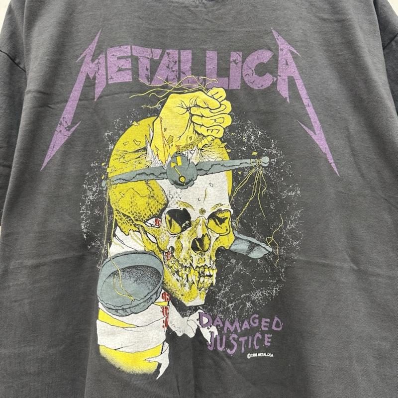 古着 USED Tシャツ 半袖 80s USA製 METALLICA Damaged Justice バンド プリント Tシャツ スカル バンＴ XL 黒 / ブラック / black X ダークグレー / ダークグレー / メンズ USED 古着 中古 50161391
