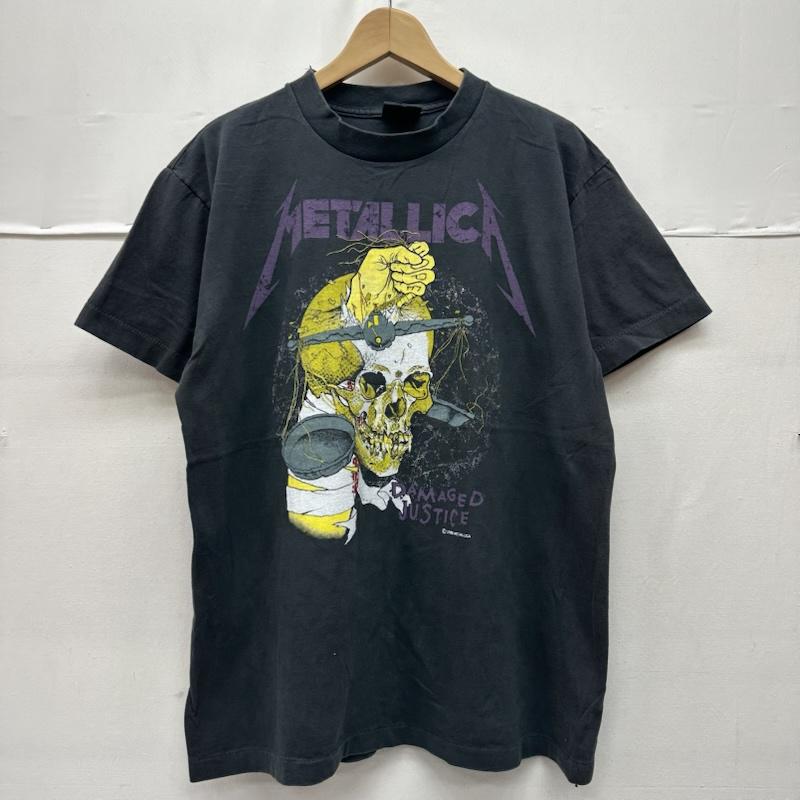 古着 USED Tシャツ 半袖 80s USA製 METALLICA Damaged Justice バンド プリント Tシャツ スカル バンＴ L 黒 / ブラック / black X ダークグレー / ダークグレー / メンズ USED 古着 中古 50161392