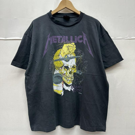 古着 USED Tシャツ 半袖 80s USA製 METALLICA Damaged Justice バンド プリント Tシャツ スカル バンＴ XL 黒 / ブラック / black X ダークグレー / ダークグレー / メンズ USED 古着 中古 50161393