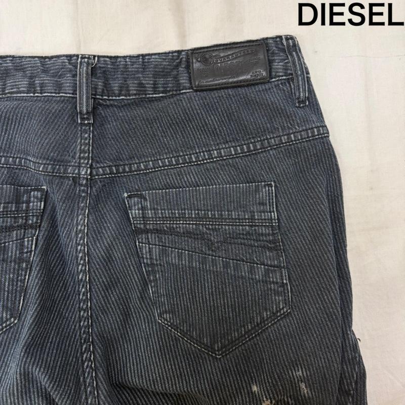 ディーゼル DIESEL パンツ デニム、ジーンズ RELAXED BOY FRIEND DENIM PANTS ストライプ W23/L32 28インチ ストライプ 黒 / ブラック / black レディース USED 古着 中古 50161394