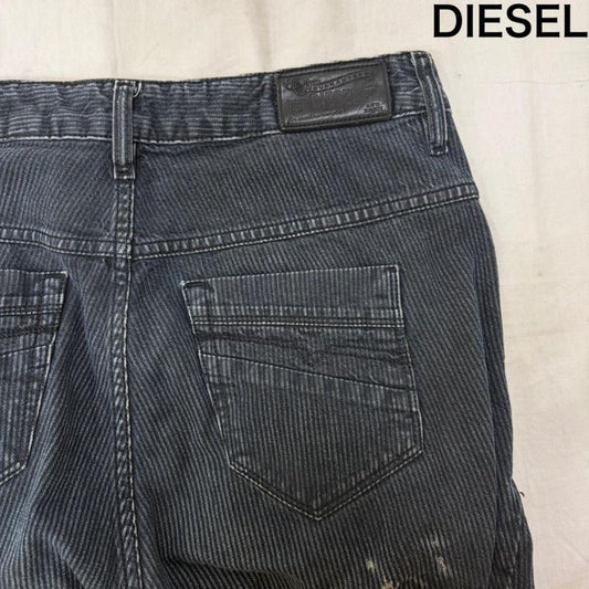 ディーゼル DIESEL パンツ デニム、ジーンズ RELAXED BOY FRIEND DENIM PANTS ストライプ W23/L32 28インチ ストライプ 黒 / ブラック / black レディース USED 古着 中古 50161394