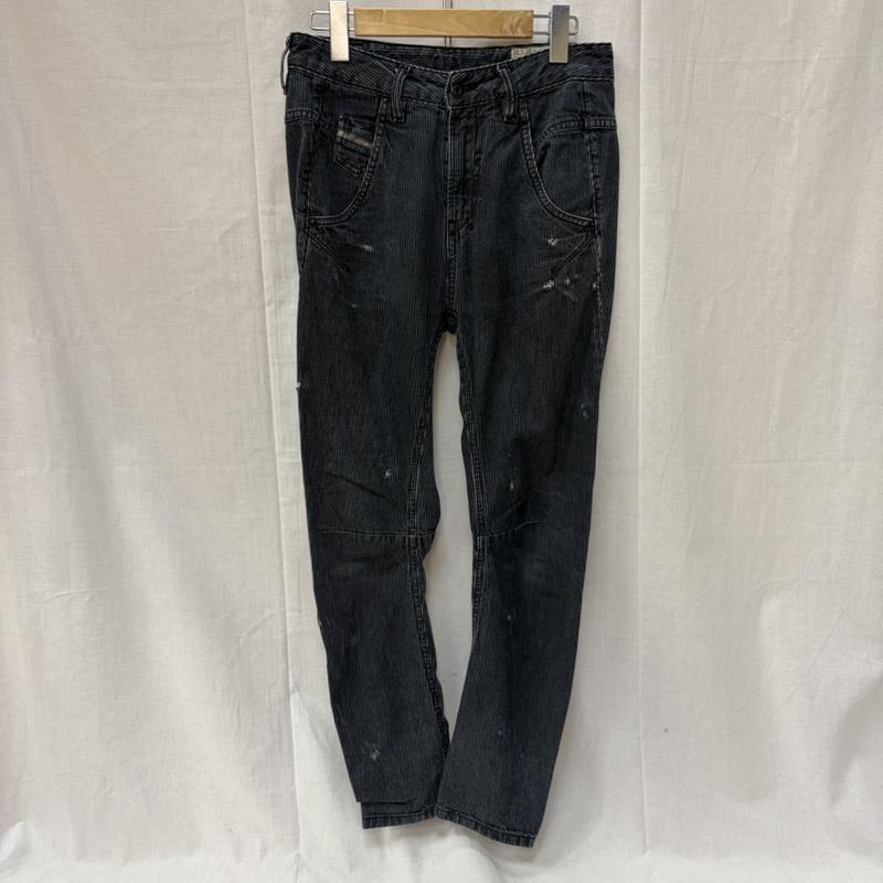 ディーゼル DIESEL パンツ デニム、ジーンズ RELAXED BOY FRIEND DENIM PANTS ストライプ W23/L32 28インチ ストライプ 黒 / ブラック / black レディース USED 古着 中古 50161394