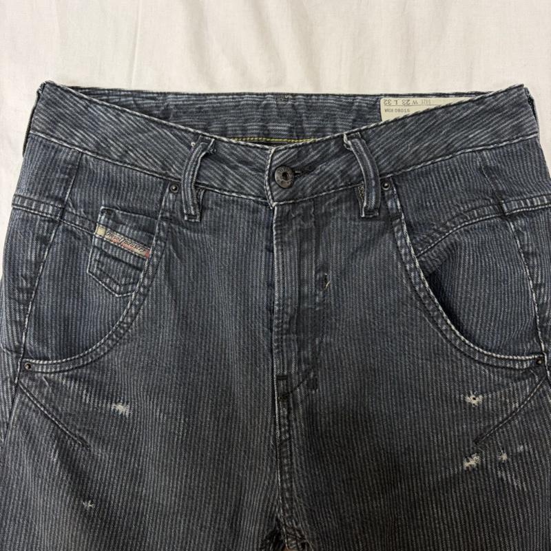 ディーゼル DIESEL パンツ デニム、ジーンズ RELAXED BOY FRIEND DENIM PANTS ストライプ W23/L32 28インチ ストライプ 黒 / ブラック / black レディース USED 古着 中古 50161394