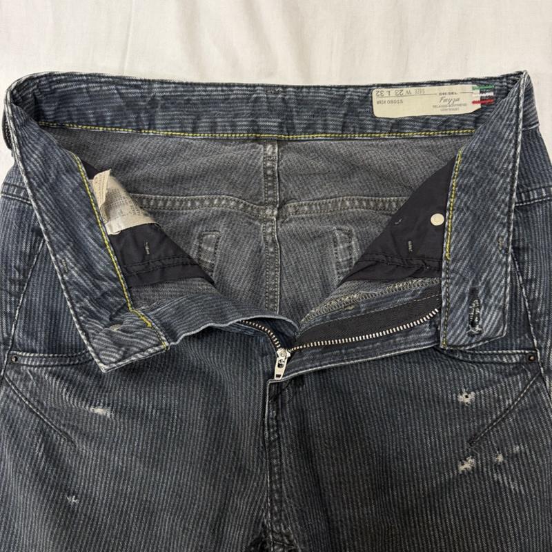 ディーゼル DIESEL パンツ デニム、ジーンズ RELAXED BOY FRIEND DENIM PANTS ストライプ W23/L32 28インチ ストライプ 黒 / ブラック / black レディース USED 古着 中古 50161394