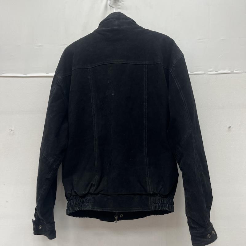 レザー レザー ジャケット、上着 ジャケット、ブレザー スエード レザー ジャケット ブルゾン フラップ ポケット M 無地 黒 / ブラック / black メンズ USED 古着 中古 50161397