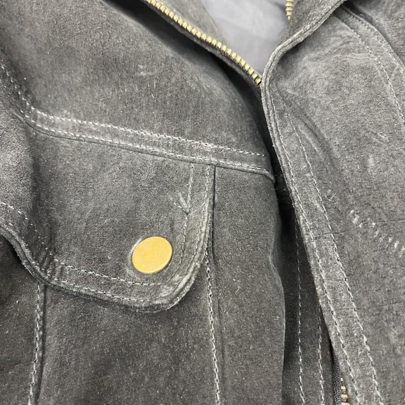 レザー レザー ジャケット、上着 ジャケット、ブレザー スエード レザー ジャケット ブルゾン フラップ ポケット M 無地 黒 / ブラック / black メンズ USED 古着 中古 50161397