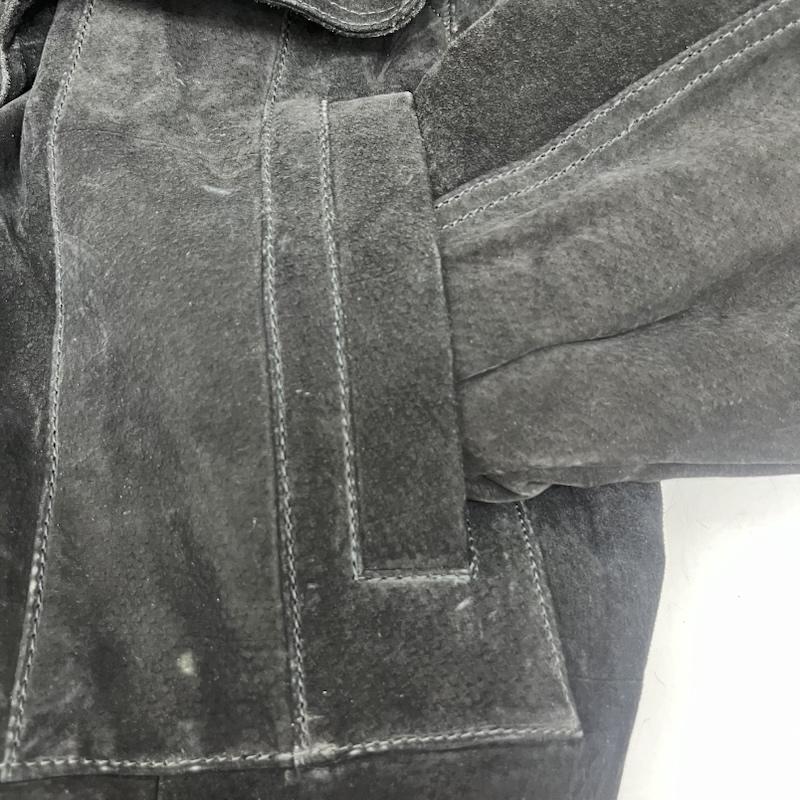 レザー レザー ジャケット、上着 ジャケット、ブレザー スエード レザー ジャケット ブルゾン フラップ ポケット M 無地 黒 / ブラック / black メンズ USED 古着 中古 50161397