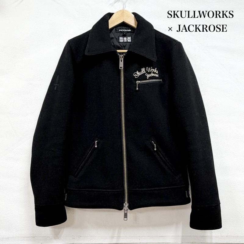 スカルワークス SKULLWORKS ジャケット、上着 ジャケット、ブレザー JACKROSE コラボ ウールジャケット ロゴ 刺繍 内側キルティング 3 ロゴ、文字 X 刺繍 黒 / ブラック / black X 白 / ホワイト / white メンズ USED 古着 中古 50161399