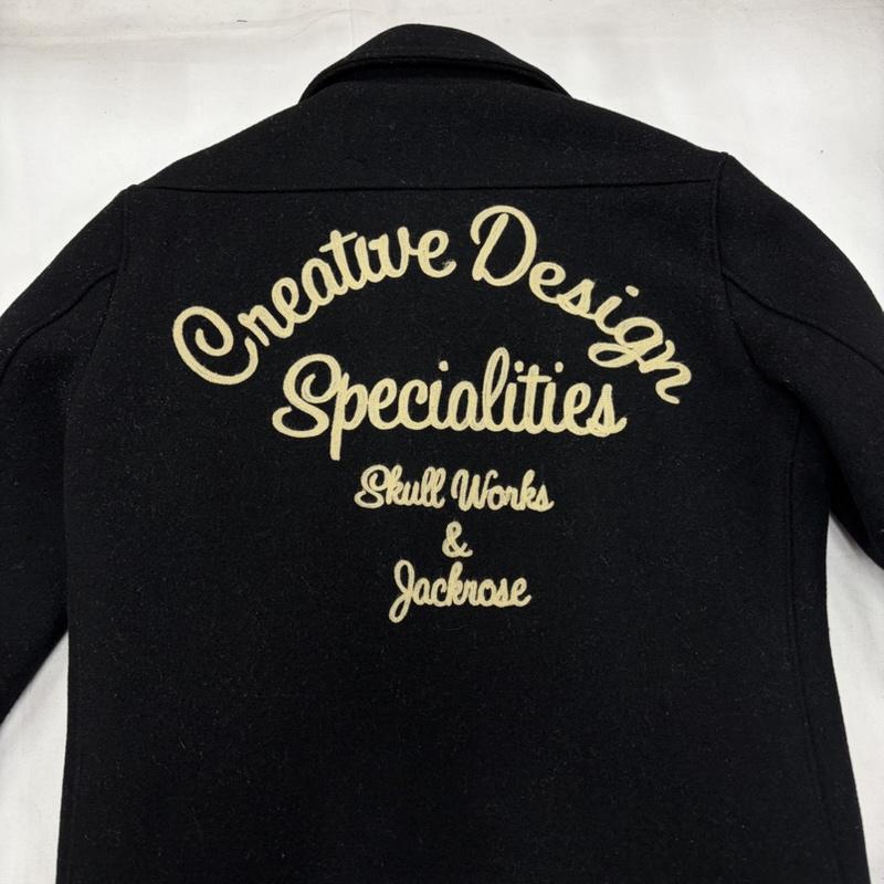 スカルワークス SKULLWORKS ジャケット、上着 ジャケット、ブレザー JACKROSE コラボ ウールジャケット ロゴ 刺繍 内側キルティング 3 ロゴ、文字 X 刺繍 黒 / ブラック / black X 白 / ホワイト / white メンズ USED 古着 中古 50161399