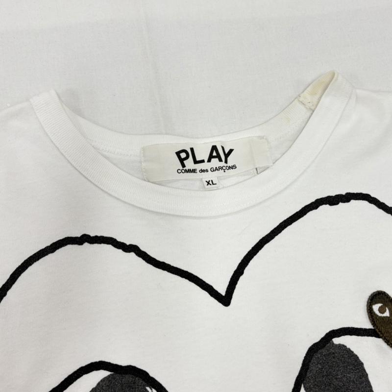 コムデギャルソン COMME des GARCONS Tシャツ 半袖 PLAY プレイ ハート 半袖 Tシャツ ロゴ プリント ワッペン パッチ XL ロゴ、文字 X プリント X 刺繍 白 / ホワイト / white X 黒 / ブラック / black メンズ USED 古着 中古 50161401