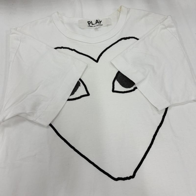 コムデギャルソン COMME des GARCONS Tシャツ 半袖 PLAY プレイ ハート 半袖 Tシャツ ロゴ プリント ワッペン パッチ XL ロゴ、文字 X プリント X 刺繍 白 / ホワイト / white X 黒 / ブラック / black メンズ USED 古着 中古 50161401